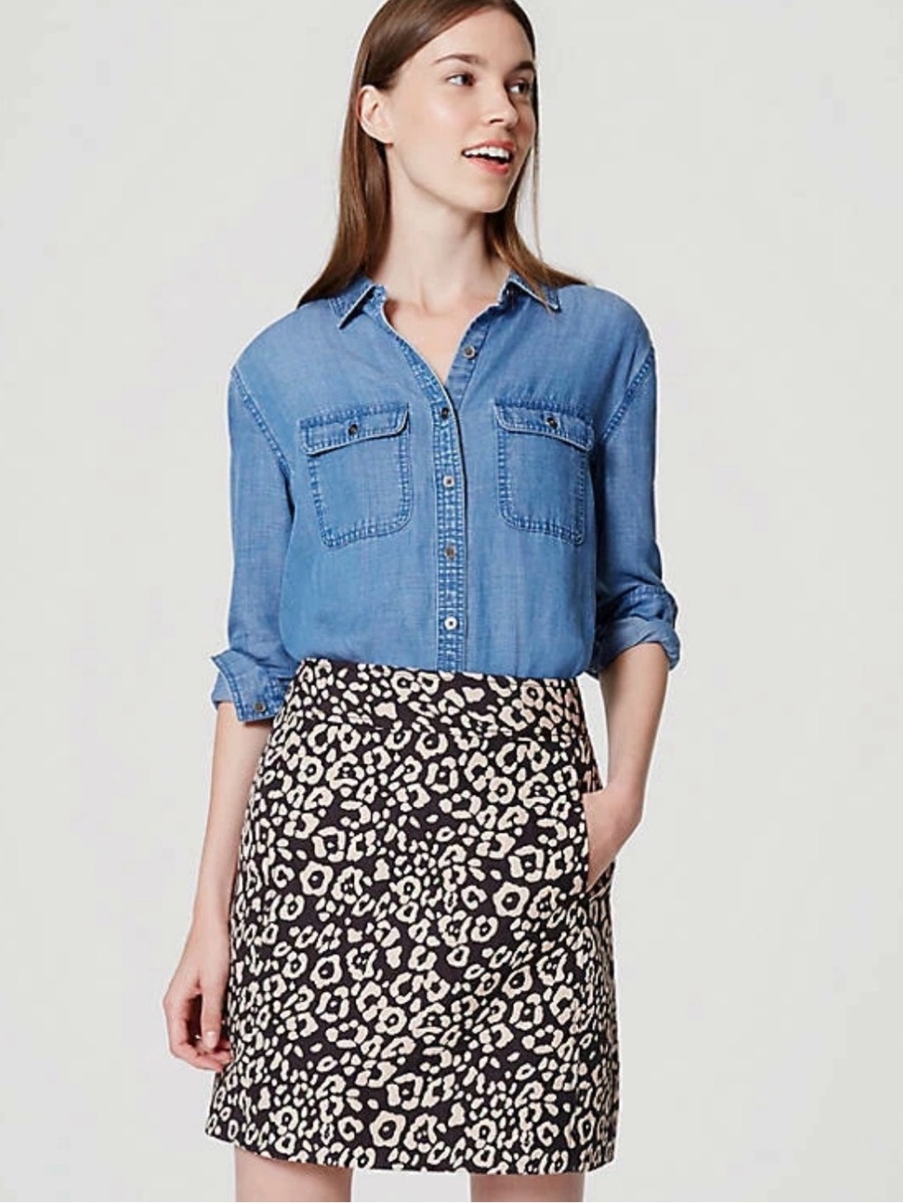 LOFT Size Petite 8P Textured Spotted Animal Print Mini Skirt NEW!!